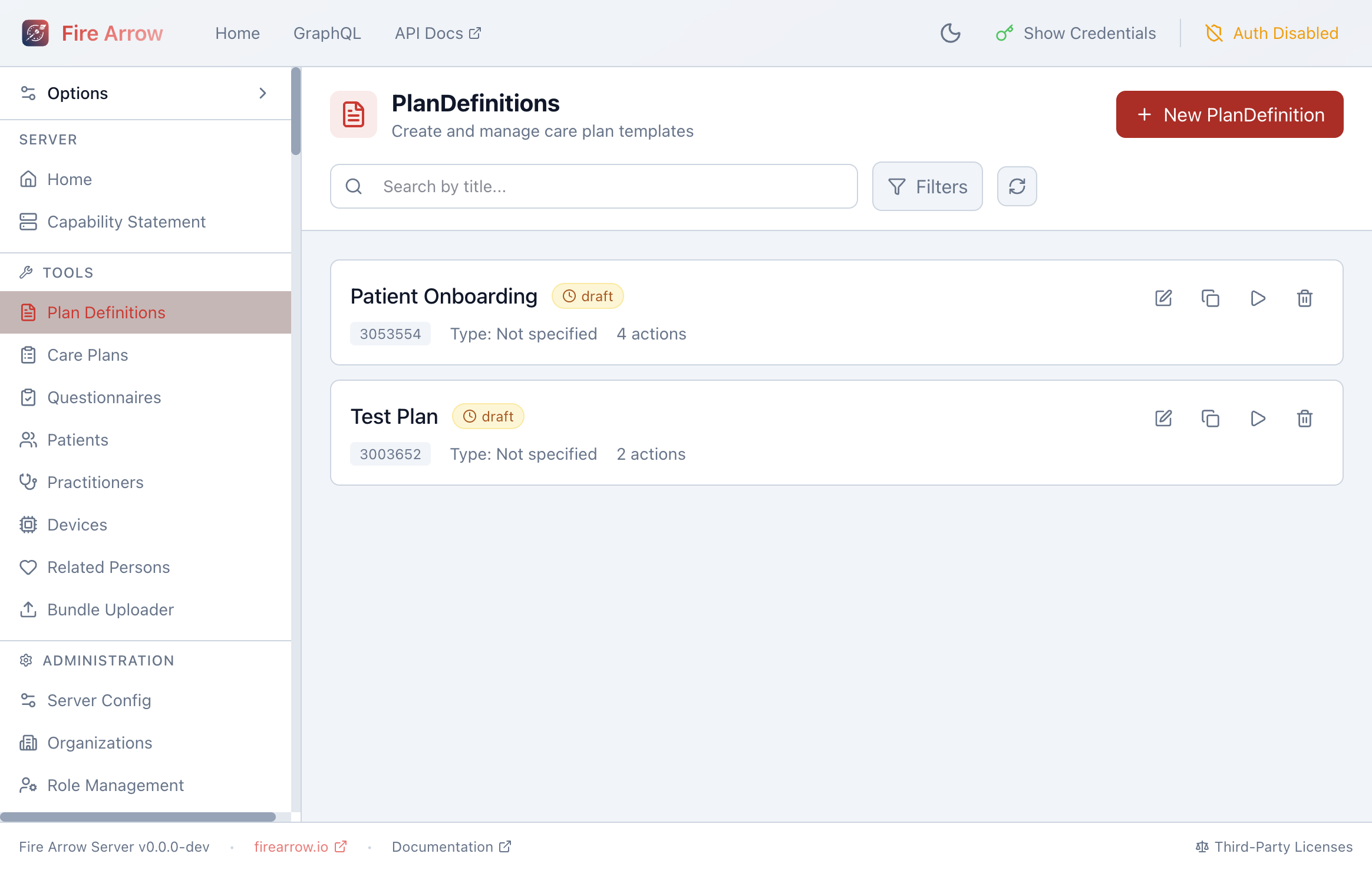Plan Definition list